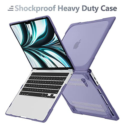 Batianda Heavy Duty Case for MacBook Pro 13 inch 2022 2020, Lavender Gray | Ergonomic Foldable Stand Holds 22 lbs, Shockproof Bumper, Matte Translucent Hard Shell, Fits M1/M2 A2338/A2251/A2289 Model - color: Lavender Gray