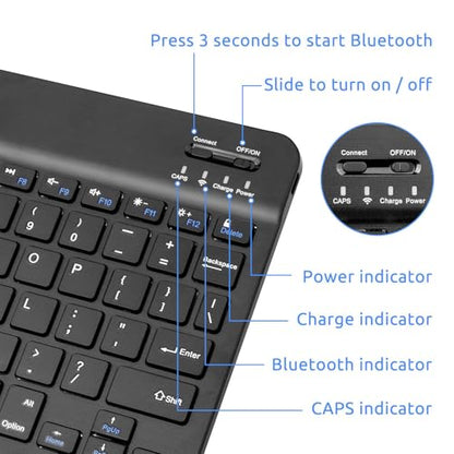 Rechargeable Keyboard Wireless Ergonomic Compact Wireless Lightweight | Ultra Slim Compact Keyboard for Smartphones Tablet Laptop PC - color: Black