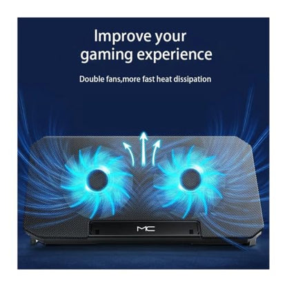Gaming Laptop Cooler Large Size for 12-16 Inch Notebook Two USB Laptop Cooling Pads Wind Speed Adjustable Silent Laptop Stand(Black)