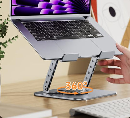 1-Piece Adjustable Laptop Stand 360° Rotation Design Height Adjustable Compatible with All 10-inch to 17-inch Laptops - color: Silver