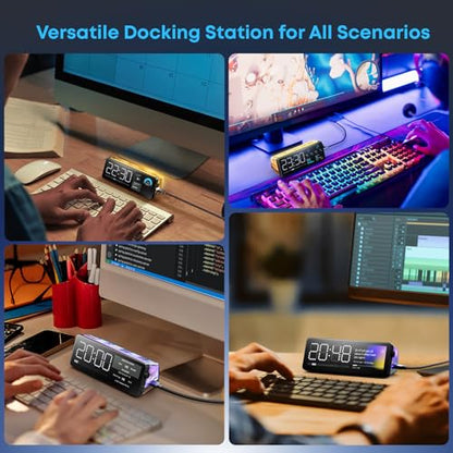 Laptop Docking Station (7-in-1), Docking Station with Screen, Multiple Built-in Apps, USB C Dock with HDMI 4K@60Hz, 90W Max Power Delivery, 1 Gbps Ethernet, USB C Hub for Mac/Dell/HP - color: black grey