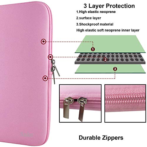 Naukay 15.6 Inch Laptop Sleeve,Resistant Neoprene Laptop Sleeve/Notebook Computer Pocket Case/Tablet Briefcase Carrying Bag - (Pink) - color: pink, size: 15.6 inch