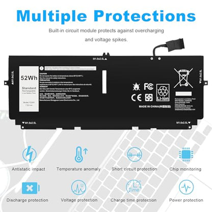Fancy Buying 52Wh 722KK FP86V Laptop Battery for Dell XPS 13 9300 XPS 13 9310 XPS 13 9380 P117G P117G002 P117G001 Series Notebook 0WN0N0 WN0N0 02XXFW 2XXFW - size: 10.51*4.06*0.16inch