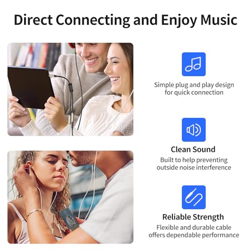 3.5mm Audio Stereo Y Splitter TRS Aux 1/8 Inch Mini Jack Extension 1 in 2 Out Adapter Cable for Headphone Audio Sharing Compatible with iPhone, iPad, iPod, Smartphone, Tablet, Laptop/PC, etc