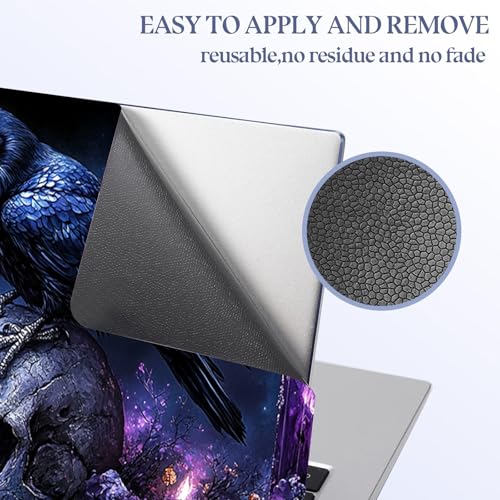 Universal Laptop Skin Sticker Decal,15.6 Inch Laptop Vinyl Cover for 13" 14" 15.6" Laptop,Scratch-Resistant Waterproof Protector Wrap,Reusable with Wrist Pads,Raven Skull - color: Raven Skull