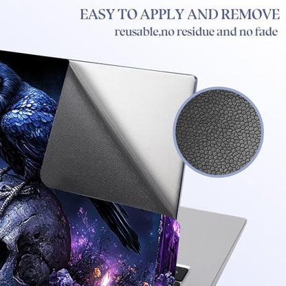 Universal Laptop Skin Sticker Decal,15.6 Inch Laptop Vinyl Cover for 13" 14" 15.6" Laptop,Scratch-Resistant Waterproof Protector Wrap,Reusable with Wrist Pads,Raven Skull - color: Raven Skull