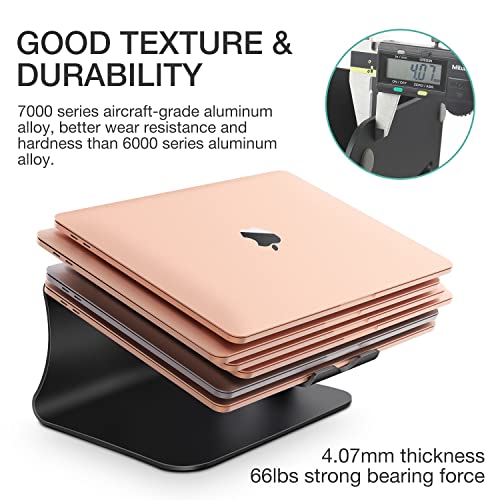 Laptop Stand, Aluminum Notebook Holder Riser Heat-Vent for MacBook Air/Pro, Dell, HP, Lenovo, Microsoft Surface, Samsung 11-16 inches Notebook (Black) - color: Black