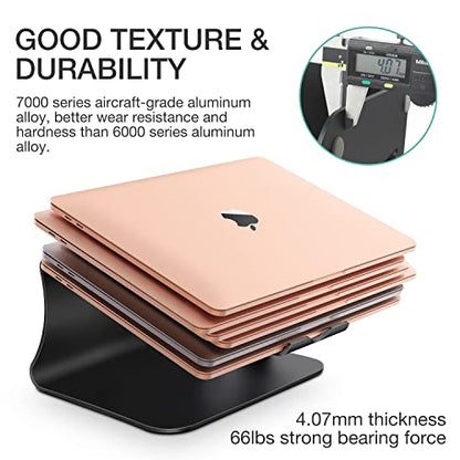 Laptop Stand, Aluminum Notebook Holder Riser Heat-Vent for MacBook Air/Pro, Dell, HP, Lenovo, Microsoft Surface, Samsung 11-16 inches Notebook (Black) - color: Black