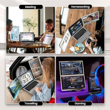 KEFEYA Laptop Screen Extender, 15.6" Portable Monitor for Laptop with 120% sRGB, FHD IPS & USB to HDMI Hub & 235° Rotation, Triple Monitor Extender Plug & Play Fits for All Laptops (Mac/Win/Android) - size: Triple-15.6"