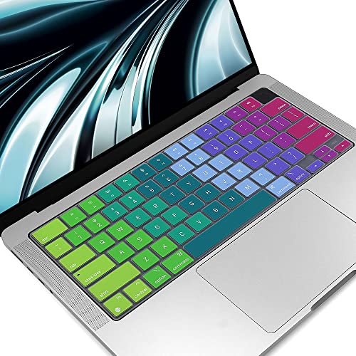 ProElife Keyboard Cover Skin for MacBook Air 13/15 Inch M5 M4, Rainbow | US Enter, Ultra Thin (0.26 mm), Silicone Protective Skin, Easy to Apply, Washable & Reusable, Dust-proof, Precision Molded - color: Rainbow