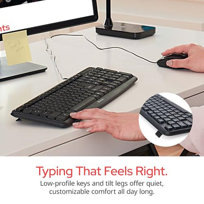 Verbatim Slimline Wired Keyboard and Mouse Combo USB Plug-and-Play Numeric Keypad Adjustable Tilt Legs Optical Corded Mouse Full-Size Computer Keyboard Compatible with PC, Laptop - FFP Packaging Black - style: Wired Keyboard & Mouse