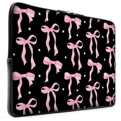 Laptop 13 inch Sleeve Case for MacBook Air 13-13.6 inch, Laptop Bag Cover for MacBook Pro 13" 14 inch, Shockproof Briefcase Travel Carrying Sleeve for 14" Chromebook HP Dell I Black Pink Bow - color: Cute Black Pink Bow