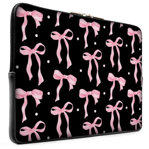 Laptop 13 inch Sleeve Case for MacBook Air 13-13.6 inch, Laptop Bag Cover for MacBook Pro 13" 14 inch, Shockproof Briefcase Travel Carrying Sleeve for 14" Chromebook HP Dell I Black Pink Bow - color: Cute Black Pink Bow