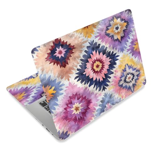 Laptop Skin Sticker Decal for 12 13 13.3 14 15 15.6 in, Universal Vinyl Waterresistant Protector Cover for Notebook PC Netbook, Computer Decor for Women Girls Geometric Star Quilt - color: Geometric Star Quilt