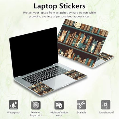 Laptop Skin Sticker Decal, Universal Reusable Vinyl Laptop Cover for 12" 13" 13.3" 14" 15" 15.4" 15.6" Notebook PC, Waterproof Scratch-Resistant with 2 Wrist Pads, Easy to Apply & Remove,Bookshelf Cat - color: Bookshelf Cat