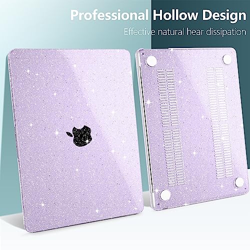 Clear Glitter Case for MacBook Air 15 Inch M5 M4 M3 M2 (2026-2023) A3448 A3241 A3114 A2941, Protective Hard Shell Cover Compatible with Touch ID & Liquid Retina Display - Star Purple - color: Star Purple