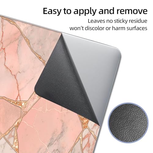 Universal Laptop Skin Sticker Decal, 12"-15.6" Aesthetic Vinyl Wrap, Pink Gold Marble Mosaic Tiles Waterproof Notebook Cover Art Protector for MacBook HP Dell Lenovo, Fits 13" 14" 15" 15.6" - color: Pink Gold Marble Mosaic Tiles