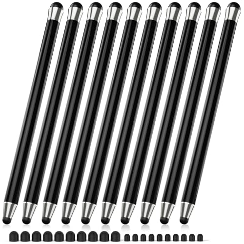 Stylus Pen for Touchscreen 10Pcs, 2-in-1 High Sensitivity & Precision Stylists pens, Stylus Pen for iPad/iPhone/Samsung/Android Tablets and Universal Capacitive Touch Screen (Black) - color: black