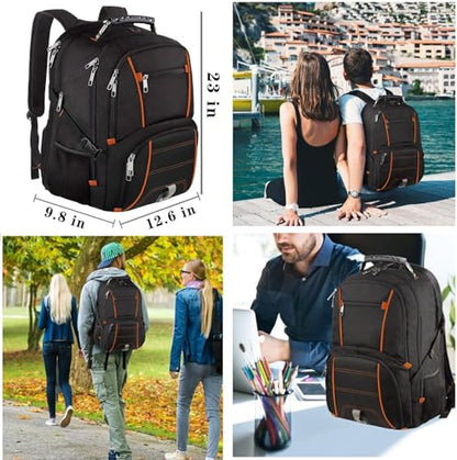 LTINVECK Travel Laptop Backpack,Extra Large Backpack for Men,Big 17 Inch Computer bag Tech Backpack - color: Orange