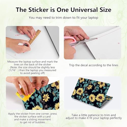 Laptop Skin Sticker Decal, Universal Reusable Vinyl Laptop Cover for 12" 13" 13.3" 14" 15" 15.4" 15.6" Notebook PC, Waterproof Scratch-Resistant with 2 Wrist Pads, Easy to Apply & Remove,Art Flowers - color: Art Flowers