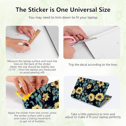 Laptop Skin Sticker Decal, Universal Reusable Vinyl Laptop Cover for 12" 13" 13.3" 14" 15" 15.4" 15.6" Notebook PC, Waterproof Scratch-Resistant with 2 Wrist Pads, Easy to Apply & Remove,Art Flowers - color: Art Flowers