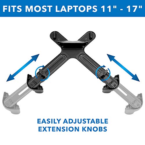 Mount-It! VESA Laptop Tray for Monitor Arm, Laptop VESA Mount Tray 75x75 100x100, Adjustable Notebook Arm Mount 11–17”, Ventilated Cooling Design with Secure Ledge Stopper, 17.6 lb Capacity
