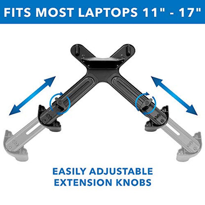 Mount-It! VESA Laptop Tray for Monitor Arm, Laptop VESA Mount Tray 75x75 100x100, Adjustable Notebook Arm Mount 11–17”, Ventilated Cooling Design with Secure Ledge Stopper, 17.6 lb Capacity