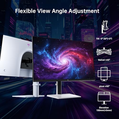 KTC 27 Inch 4K QD-Mini LED White Gaming Monitor Dual Mode M27U6 | UHD 72Hz/FHD 144Hz, Fast IPS, HDR1000, Adaptive-Sync, HDMI DP, VESA, Height Pivot Swivel Tilt Adjustable - color: white, size: 27"
