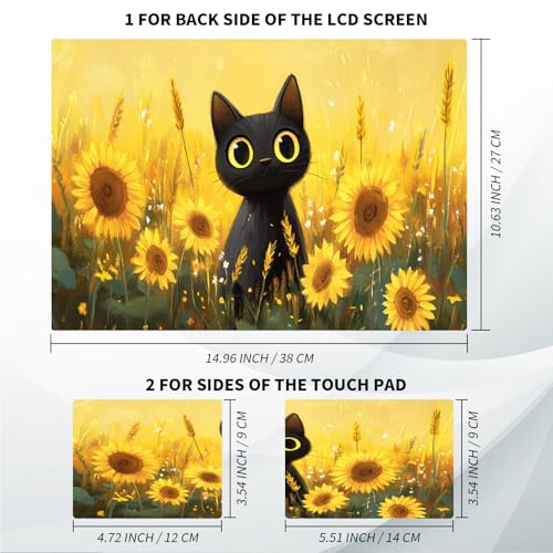 Universal Laptop Skin, DIY Cut-to-Fit Vinyl Cover Compatible with HP, Dell, Lenovo, Mac (13.3" to 15.6"), Anti-Scratch, No Residue & Bubble-Free Protective Decal Sticker, Cute Cat Sunflower - color: Cute Cat Sunflower
