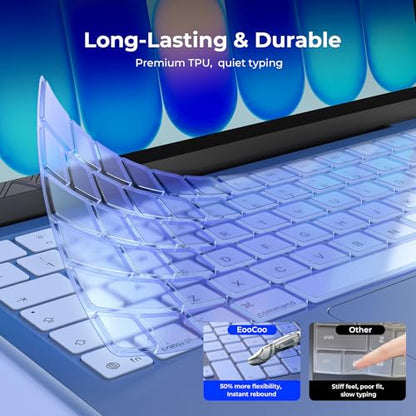 EooCoo Keyboard Cover Skin for MacBook Neo, Pro 14/16, Air 13/15, Indigo | Invisible, Anti Fingerprints & Dust, for 2026-2021 M5-M1 Pro/Max MacBook Pro 14/16, M5-M2 MacBook Air 13/15, MacBook Neo 13 - color: Indigo Clear