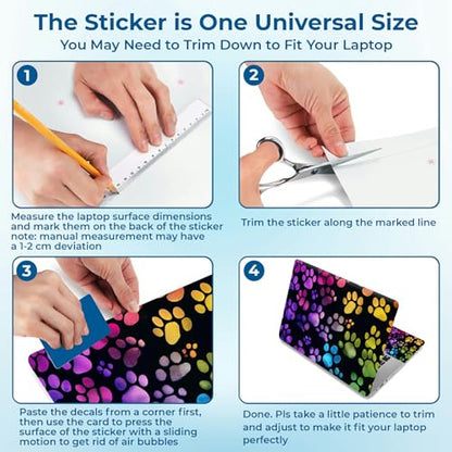 Reusable Universal Laptop Skin Sticker, Cut to Fit for 11.6–15.6 Inch Laptops, Waterproof Protective Film, No-Residue - Rainbow Paws - color: Rainbow Paws