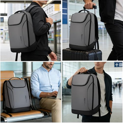 FUTURE AESTHETICS Business Smart Backpack Waterproof for women,men,Fight Approved Durable Backpack suitable as overnight and travel backpack (Grey) - color: Grey
