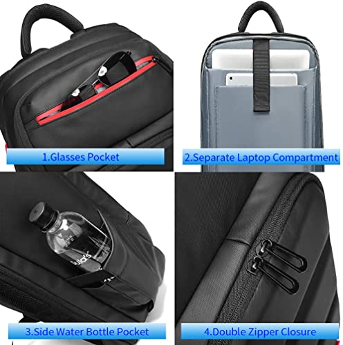 Laptop Backpack for Men,Multifunction Business 15.6 inch Laptop Backpack,with USB Charging Port Travel Bag, Black-03, Large