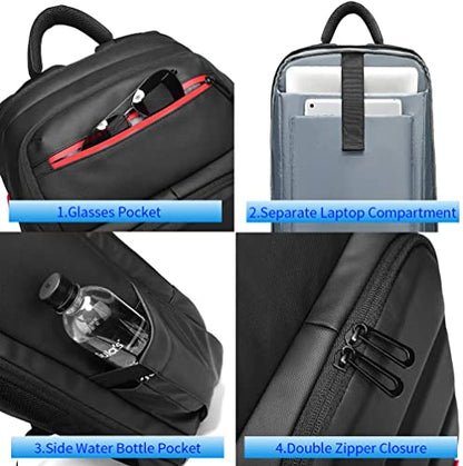 Laptop Backpack for Men,Multifunction Business 15.6 inch Laptop Backpack,with USB Charging Port Travel Bag, Black-03, Large