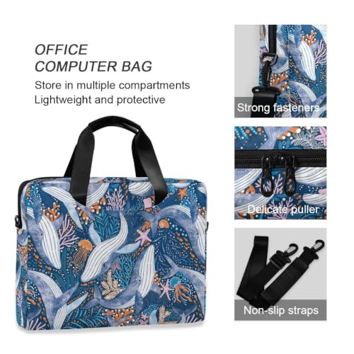 Cute Whale Laptop Case 15.6 in Computer Bag | Waterproof Laptop Briefcase Laptop Bag for Women & Men - color: Cute Whale