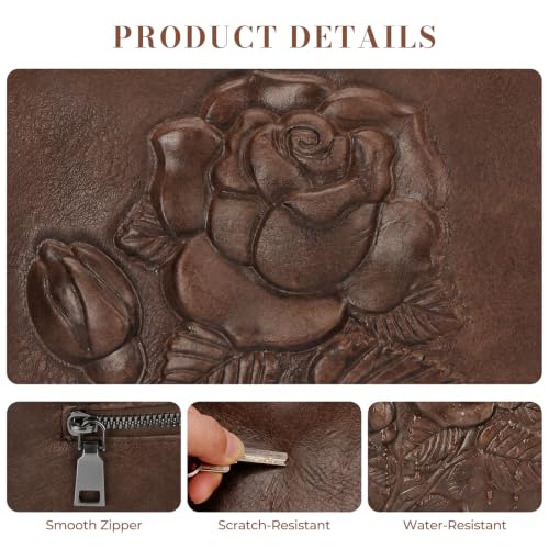 Vegan Leather Purses for Women, Daily Travel Crossbody Bags | Small Multi-Pocket Shoulder Bag with Adjustable Boho Wide Strap - color: Coffee
