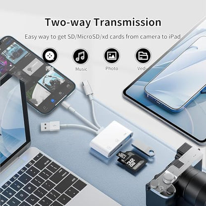 3IN3 SD Card Reader,USB C SD Card Reader,supports SD and MicroSD memory card adapter(includes USB A female port),compatible with flash drives,iPhone 15/16,MacBook,Mac,Trail Camera viewer,Plug and play - size: 3IN3 SD Card Reader
