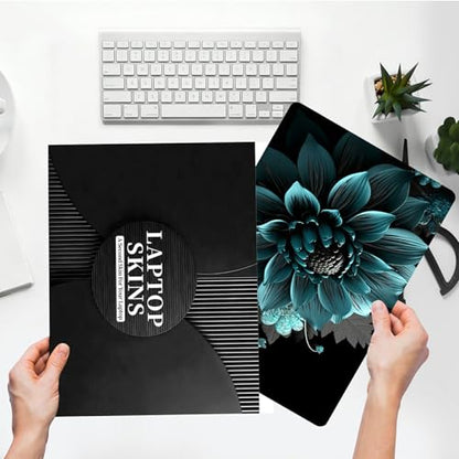 Universal Laptop Skin Sticker with 2 Wrist Pad Skins, Waterproof Scratch Resistant Vinyl Laptop Cover Decal, Cut to Fit for 11–15.6 Inch MacBook HP Dell Lenovo, Dark Green Lotus - color: Dark Green Lotus