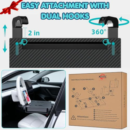 Car Tray for 2023 2024 2025 Honda Pilot | ABS Material Multi Functional Steering Wheel Desk Folds Into Storage Box For Working Dining