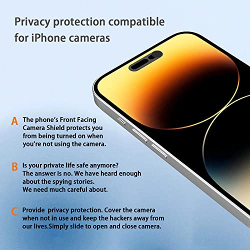 Front Camera Cover,Webcam Cover Compatible for iPhone 14Pro/14 Pro Max,Protect Privacy and Security,Not Affect Face ID, Strong Adhesive-2 Pack-Black - color: Black
