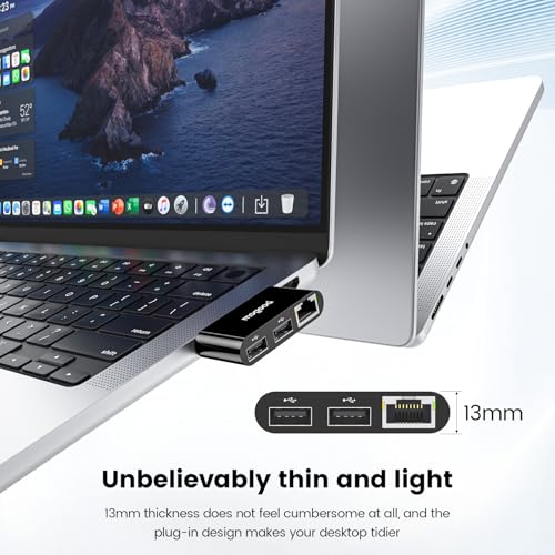MOGOOD USB C to Ethernet Adapter, 3 in 1 Type-C to RJ45 Gigabit LAN | 2USB2.0 Ports, Gigabit Ethernet Compatible For MacBook Air/Pro XPS Compatible, iPhone 17/16, Samsung Galaxy S26/25