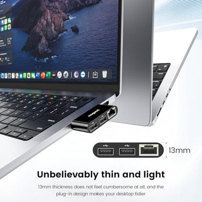 MOGOOD USB C to Ethernet Adapter, 3 in 1 Type-C to RJ45 Gigabit LAN | 2USB2.0 Ports, Gigabit Ethernet Compatible For MacBook Air/Pro XPS Compatible, iPhone 17/16, Samsung Galaxy S26/25