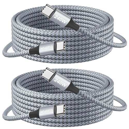 CLEEFUN USB C to USB C Cable 240W, (10ft, 2-Pack) Type C Charger Cord, 240 Watt Super Fast Charging for iPhone 17 16 15 Pro Max Plus Air, for MacBook/iPad with USBC, Samsung Galaxy S25 - size: 10ft