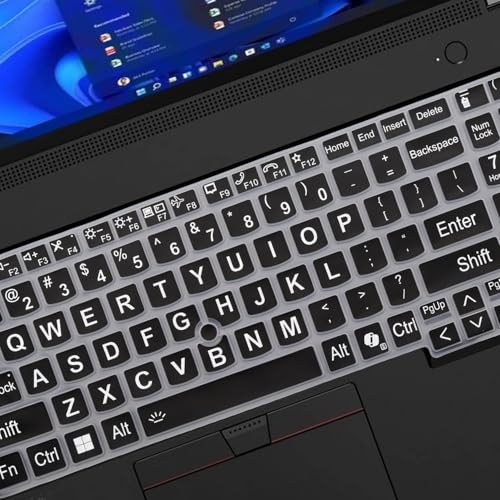 Keyboard Cover for Lenovo ThinkPad E16 Gen 1 16", Thinkpad T16 P16 P16v P16s Gen 2/Gen 1 16", Thinkpad L15 Gen 4/3 15.6" (Not Fit Thinkpad Z16, L15 Gen 2/1) - color: Black（Large Print）