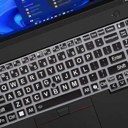 Keyboard Cover for Lenovo ThinkPad E16 Gen 1 16", Thinkpad T16 P16 P16v P16s Gen 2/Gen 1 16", Thinkpad L15 Gen 4/3 15.6" (Not Fit Thinkpad Z16, L15 Gen 2/1) - color: Black（Large Print）