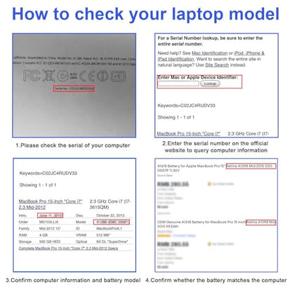 TREE.NB A1618 A1494 Laptop Battery for MacBook Pro 15" Inch Retina A1398 (Mid 2015 Mid 2014 Late 2013 Early 2015), NOT fit for: A1398 (Mid 2012 Early 2013) P/N:020-00079 02000079 - color: ‎A1618