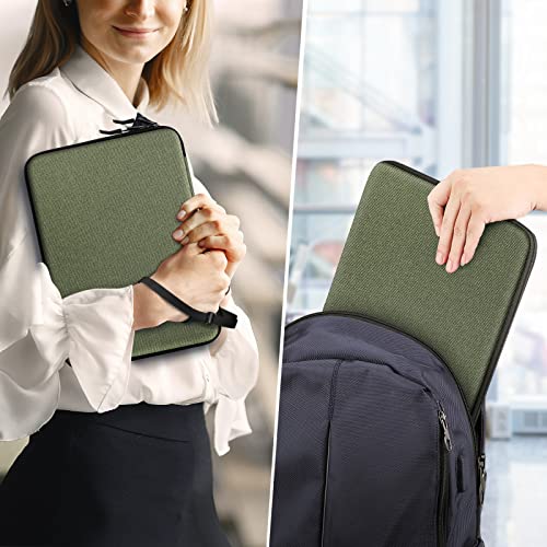FINPAC 13-inch Hard Laptop Sleeve Case + Charger Case Small Electronic Organizer Bag Light Green