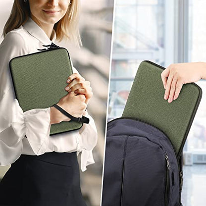FINPAC 13-inch Hard Laptop Sleeve Case + Charger Case Small Electronic Organizer Bag Light Green