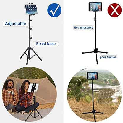 Tablet Tripod for iPad Pro Floor Stand Tripod Mount for Surface Pro Samsung Tab S9+ Holder Stand w. Remote 360° Rotating Adjustable 68" Tall for All 5.8-12.9" Phone/Tablet