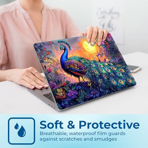 Reusable Universal Laptop Skin Sticker, Cut to Fit for 11.6–15.6 Inch Laptops, Waterproof Protective Film, No-Residue - Mystic Peacock - color: Mystic Peacock